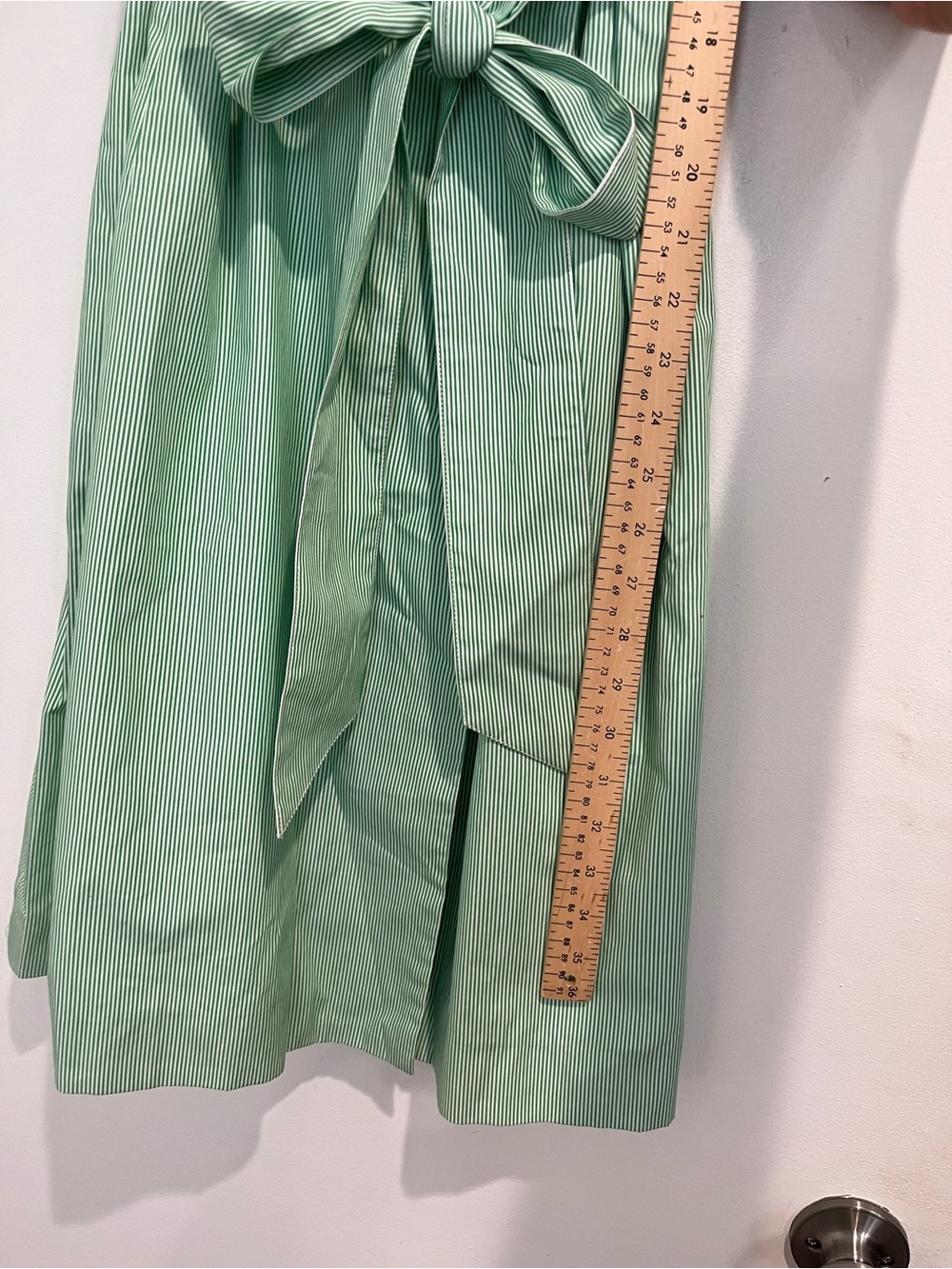 Elizabeth McKay Green & White Striped Ruffled Scotland Wrap Dress Sz. 6 NWT - Picture 10 of 11